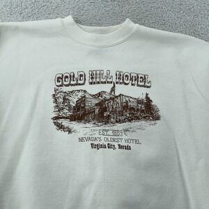 Vtg Gold Hill Hotel Sweatshirt Mens XL White Virginia City Nevada Crewneck 90s